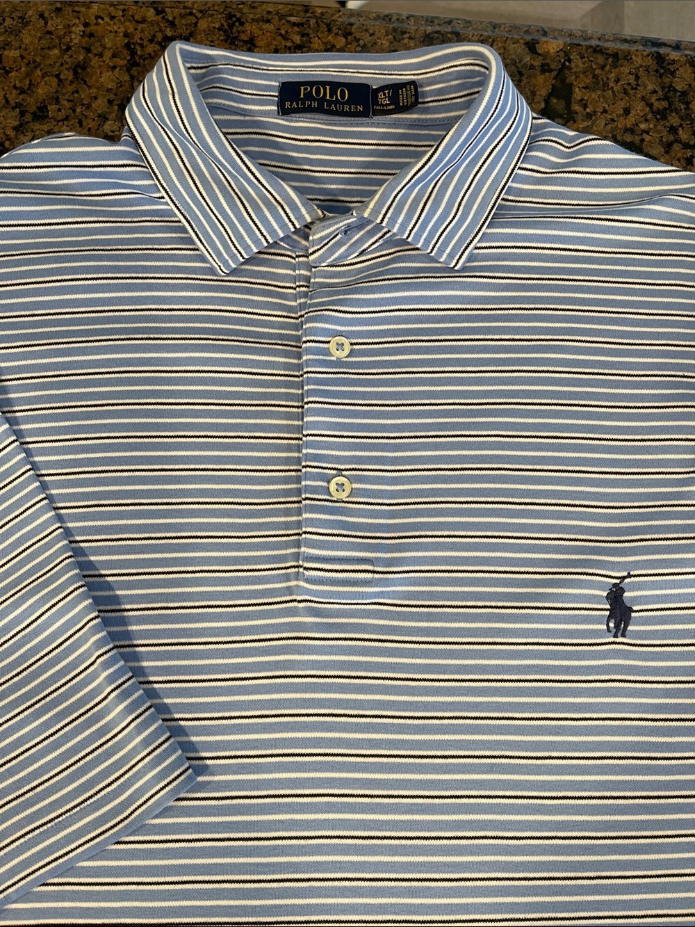 Polo by Ralph Lauren Light Blue, White & Navy Striped Polo Shirt